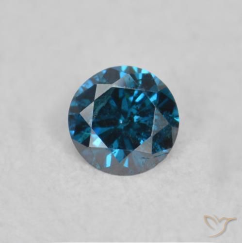 0.05ct Натуральный Синий / Голубой Бриллиант, Круглый, SI