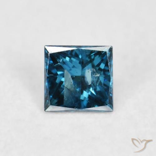 0.07ct Натуральный Синий / Голубой Бриллиант, Квадрат, VS-SI