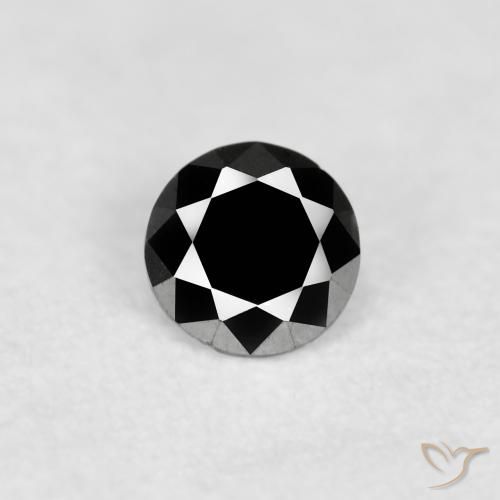 0.08ct Натуральный Черный Бриллиант, Круглый, Непрозрачный