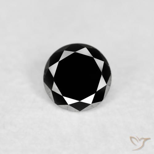0.07ct Натуральный Черный Бриллиант, Круглый, Непрозрачный