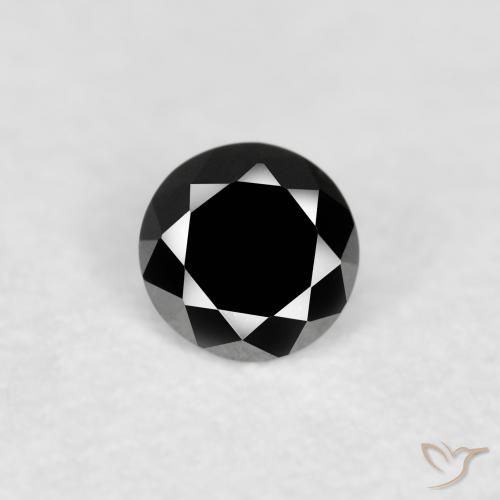 0.07ct Натуральный Черный Бриллиант, Круглый, Непрозрачный