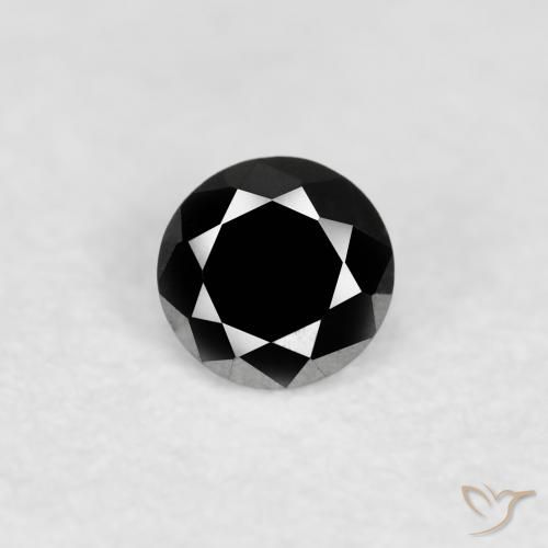 0.09ct Натуральный Черный Бриллиант, Круглый, Непрозрачный