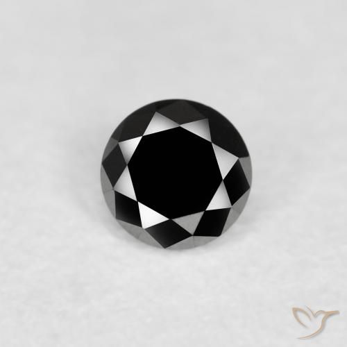 0.11ct Натуральный Черный Бриллиант, Круглый, Непрозрачный