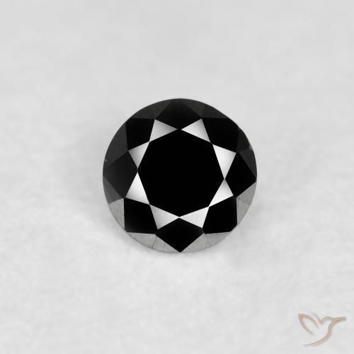 0.09ct Натуральный Черный Бриллиант, Круглый, Непрозрачный