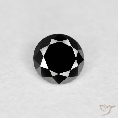 0.06ct Натуральный Черный Бриллиант, Круглый, Непрозрачный