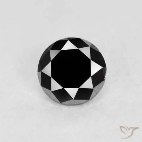0.09ct Натуральный Черный Бриллиант, Круглый, Непрозрачный