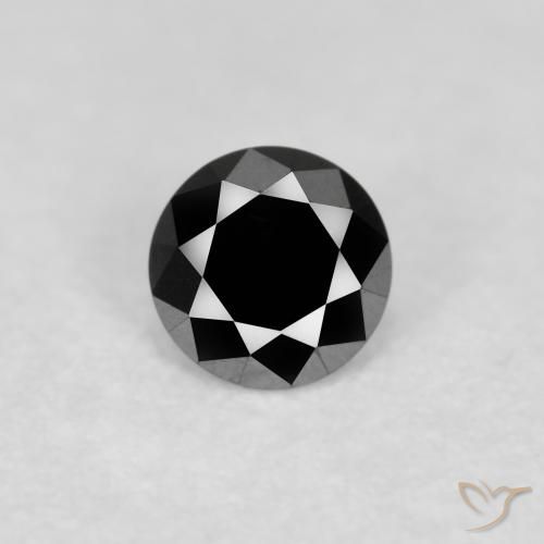 0.12ct Натуральный Черный Бриллиант, Круглый, Непрозрачный