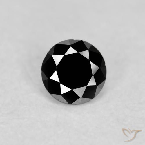 0.07ct Натуральный Черный Бриллиант, Круглый, Непрозрачный