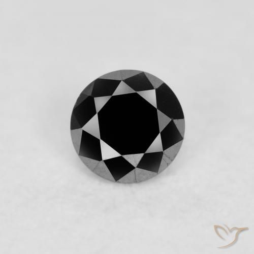 0.09ct Натуральный Черный Бриллиант, Круглый, Непрозрачный