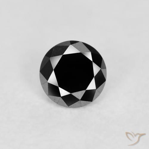 0.10ct Натуральный Черный Бриллиант, Круглый, Непрозрачный