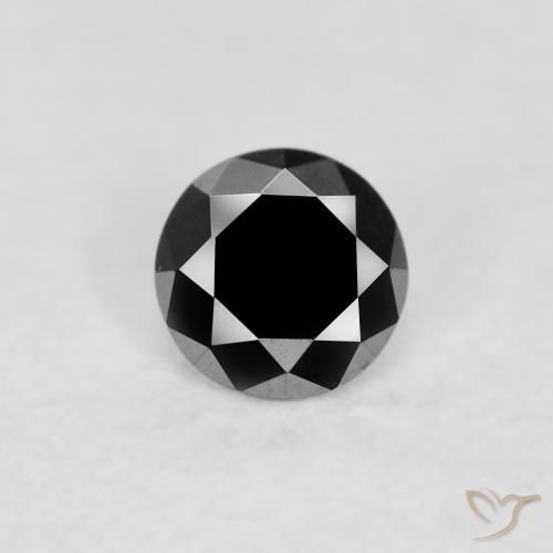 0.09ct Натуральный Черный Бриллиант, Круглый, Непрозрачный