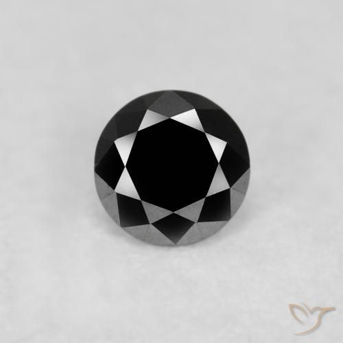 0.10ct Натуральный Черный Бриллиант, Круглый, Непрозрачный
