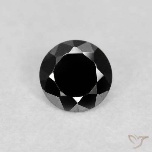 0.10ct Натуральный Черный Бриллиант, Круглый, Непрозрачный