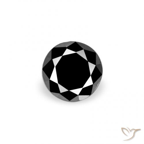 0.10ct Натуральный Черный Бриллиант, Круглый, Непрозрачный