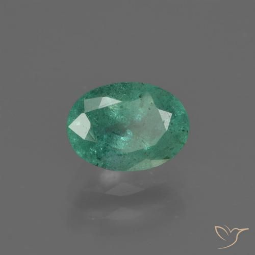 0.85ct Натуральный Голубовато-зеленый Изумруд, Овал, SI