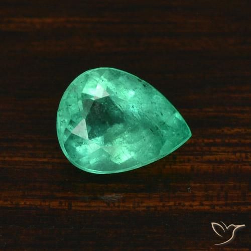 1.58ct Натуральный Прохладный зеленый Изумруд, Форма груши, SI-I1