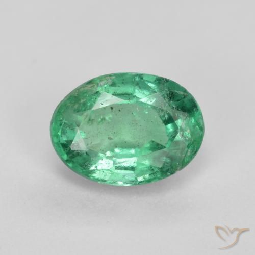 0.76ct Натуральный Светло-зеленый Изумруд, Овал, SI