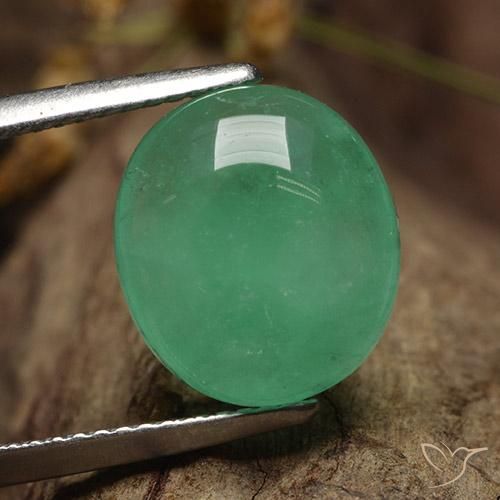 6.26ct Натуральный Ярко-зеленый Изумруд, Овал, Полупрозрачный