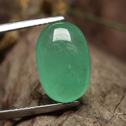 5.53ct Натуральный Светло-зеленый Изумруд, Овал, Полупрозрачный