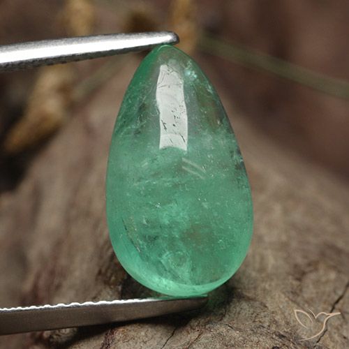 6.23ct Натуральный Светло-зеленый Изумруд, Форма груши, Полупрозрачный