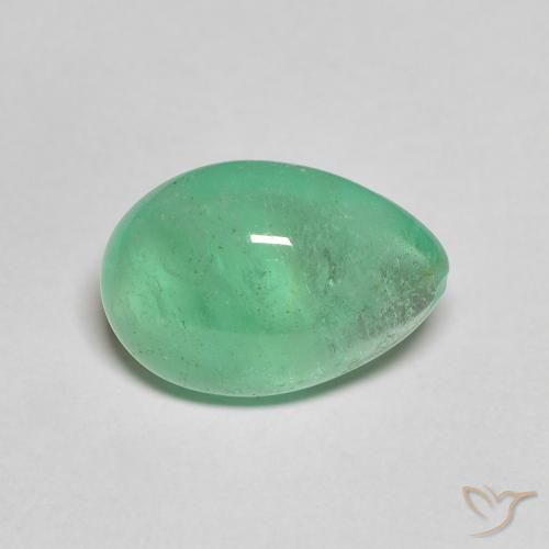 3.91ct Натуральный Светло-зеленый Изумруд, Форма груши, Полупрозрачный
