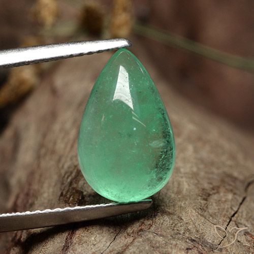 4.31ct Натуральный Фисташковый зеленый Изумруд, Форма груши, Полупрозрачный