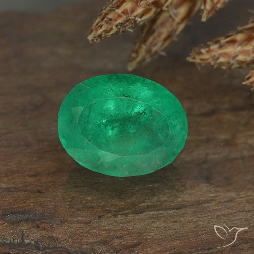 0.88ct Натуральный Теплый зеленый Изумруд, Овал, VS-SI