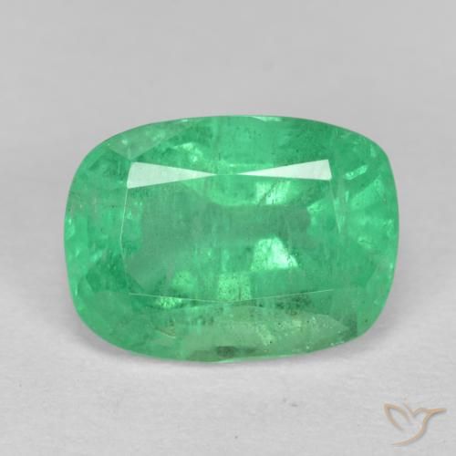2.17ct Натуральный Светло-зеленый Изумруд, Подушка, I1