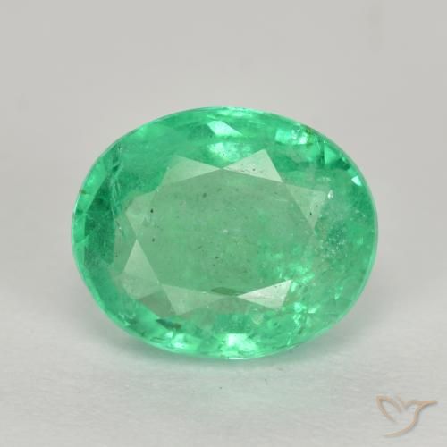 2.09ct Натуральный Светло-зеленый Изумруд, Овал, I1