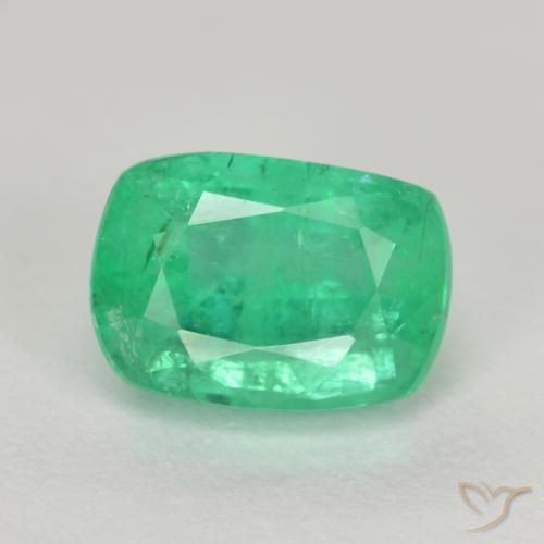 2.14ct Натуральный Ярко-зеленый Изумруд, Подушка, I1