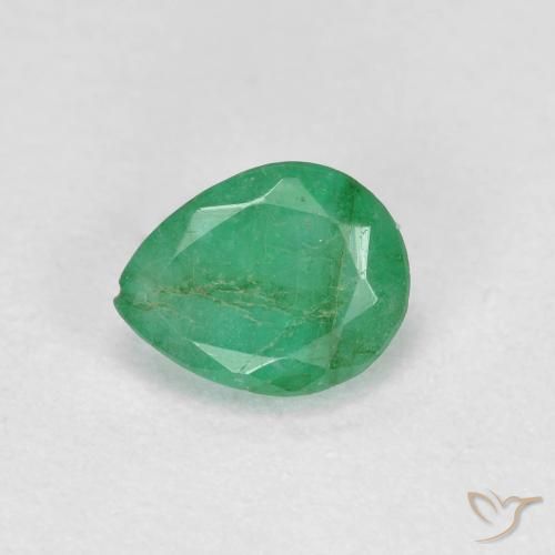 0.41ct Натуральный Средний светло-зеленый Изумруд, Форма груши, SI-I1