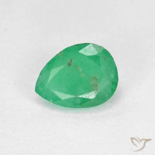 0.44ct Натуральный Светло-зеленый Изумруд, Форма груши, SI-I1