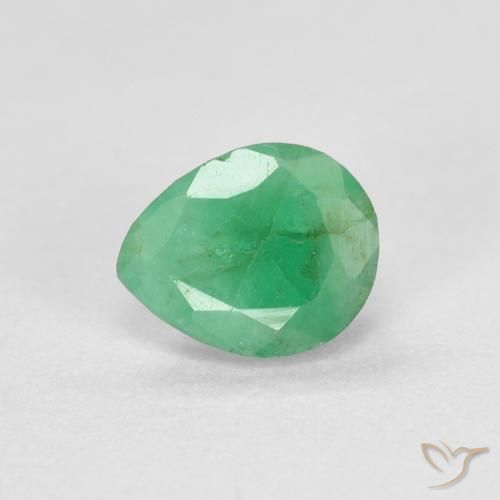 0.41ct Натуральный Средний зеленый Изумруд, Форма груши, SI