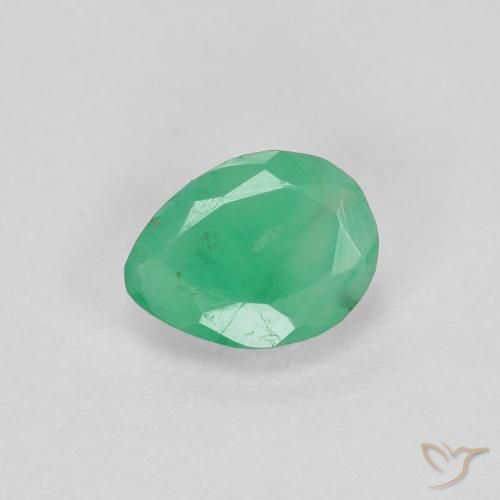 0.37ct Натуральный Средний зеленый Изумруд, Форма груши, SI