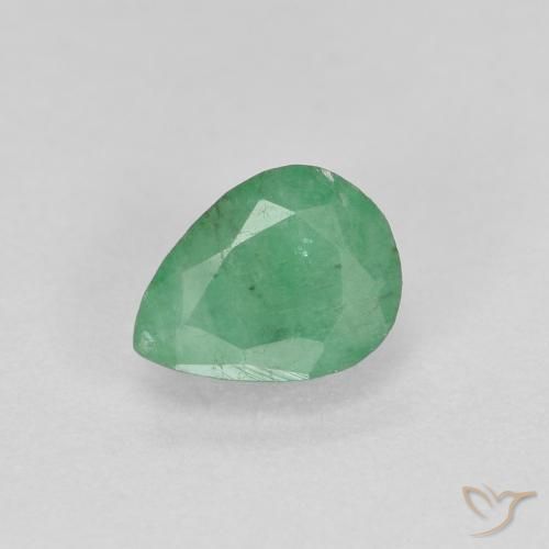 0.37ct Натуральный Средний зеленый Изумруд, Форма груши, SI