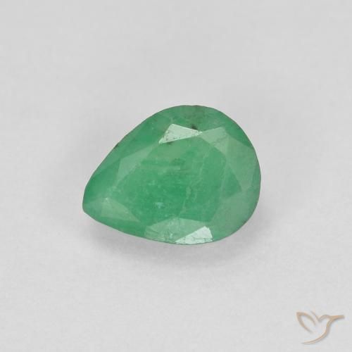 0.41ct Натуральный Средний зеленый Изумруд, Форма груши, SI