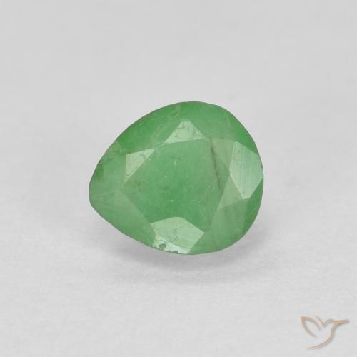 0.41ct Натуральный Средний зеленый Изумруд, Форма груши, SI
