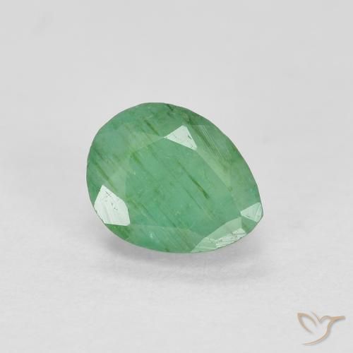 0.47ct Натуральный Папоротник зеленый Изумруд, Форма груши, SI