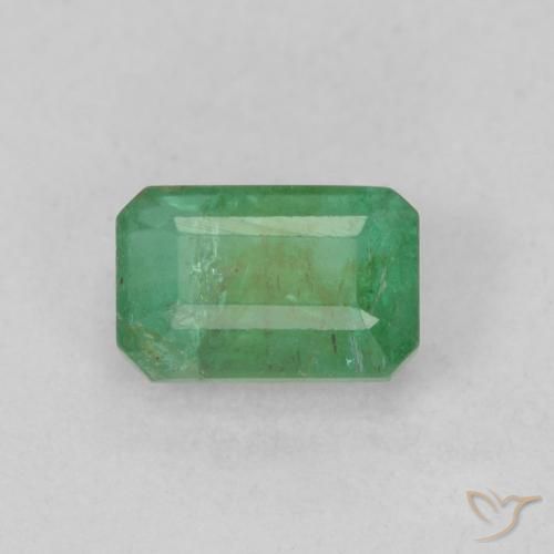 0.73ct Натуральный Светло-холодный зеленый Изумруд, Изумрудная огранка, SI