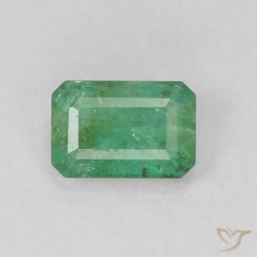 0.88ct Натуральный Светло-холодный зеленый Изумруд, Изумрудная огранка, SI
