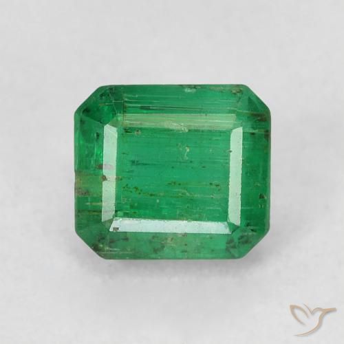 0.77ct Натуральный Средний зеленый Изумруд, Изумрудная огранка, SI