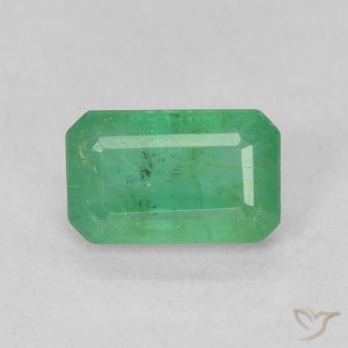 0.69ct Натуральный Желтовато-зеленый Изумруд, Изумрудная огранка, SI