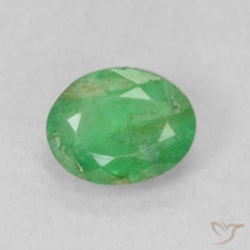 0.35ct Натуральный Желтовато-зеленый Изумруд, Овал, SI