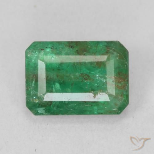 0.99ct Натуральный Средний зеленый Изумруд, Изумрудная огранка, SI-I1