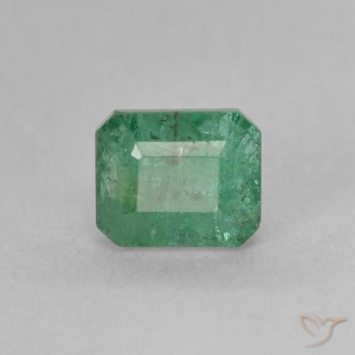0.89ct Натуральный Средний светло-зеленый Изумруд, Изумрудная огранка, SI