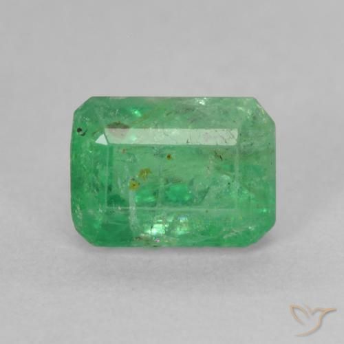1.13ct Натуральный Ярко-зеленый Изумруд, Изумрудная огранка, SI-I1