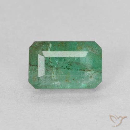 0.69ct Натуральный Средний светло-зеленый Изумруд, Изумрудная огранка, SI-I1