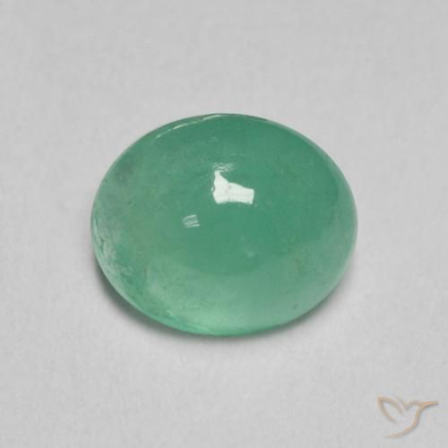 0.80ct Натуральный Голубовато-зеленый Изумруд, Овал, Полупрозрачный