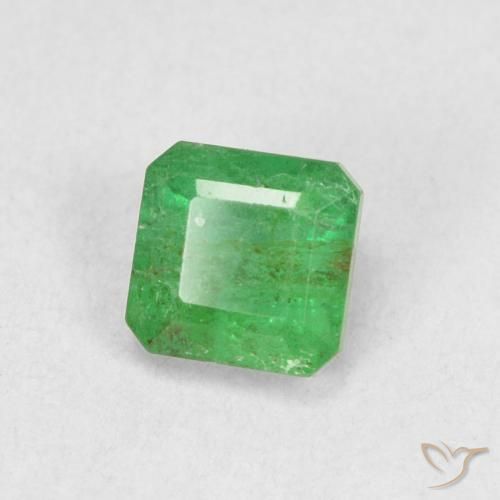 0.44ct Натуральный Желтовато-зеленый Изумруд, Изумрудная огранка, SI