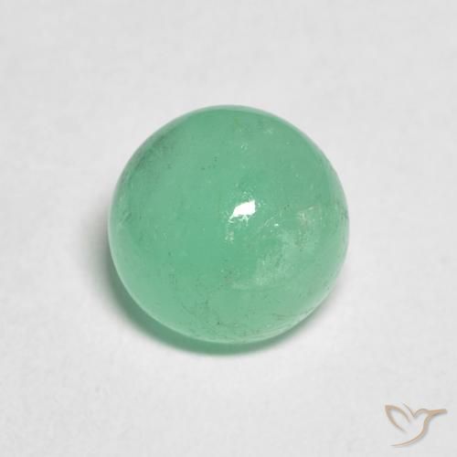 1.45ct Натуральный Светло-зеленый Изумруд, Круглый, Полупрозрачный